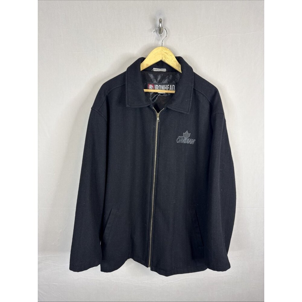 Ironhead Molson Canadian Wool Zip‎ Jacket Mens L Made In Canada Black Beer